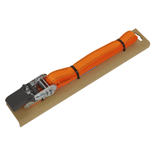Sealey TD0635E Ratchet Strap Polyester Webbing with Corner Protector 25mm x 5m 600kg Breaking Strength