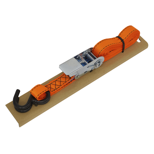 Sealey TD0635S Ratchet Strap Polyester Webbing S-Hook with Corner Protector 25mm x 5m 600kg Breaking Strength