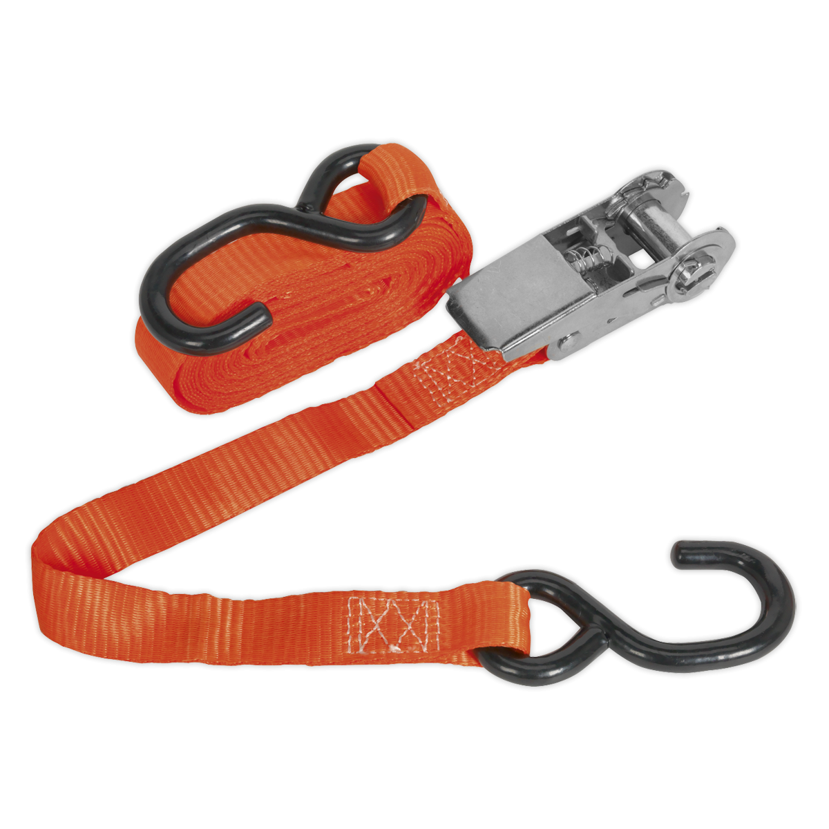 Sealey TD0845S Ratchet Strap Polyester Webbing with S-Hook 25mm x 4.5m 800kg Breaking Strength