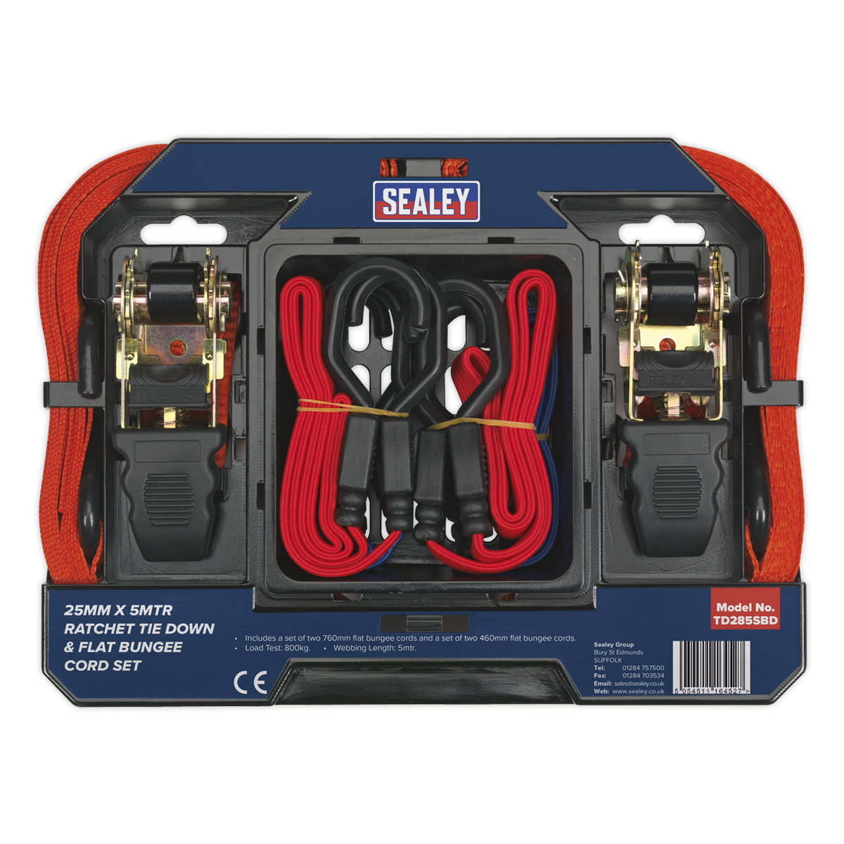 Sealey TD285SBD Ratchet Strap & Bungee Cord Set 6pc