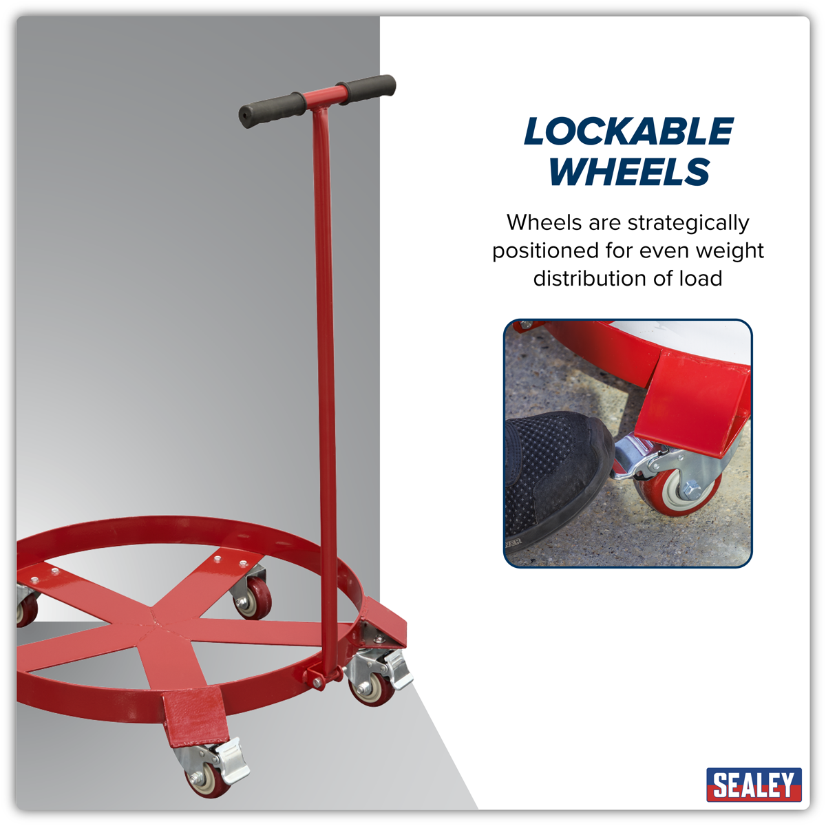 Sealey TP205H Drum Dolly with Handle 205L