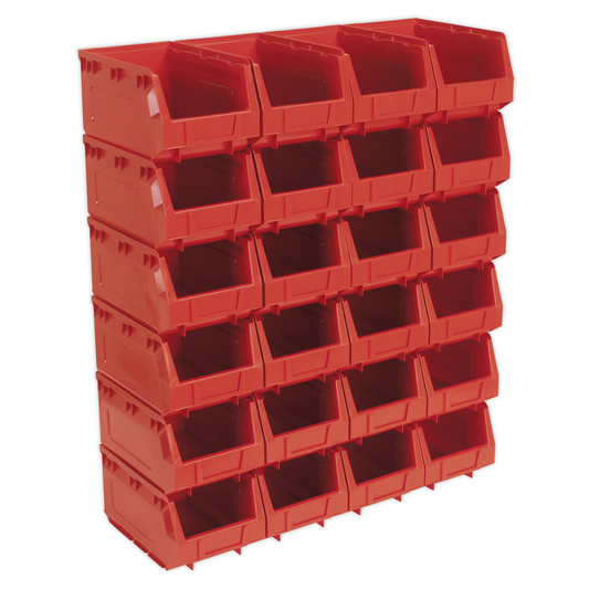 Sealey TPS324R Plastic Storage Bin 150 x 240 x 130mm, Red - Pack of 24