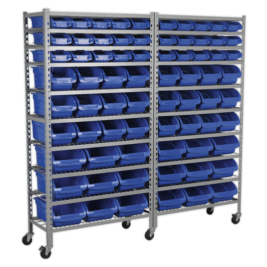 Sealey TPS72 Mobile Bin Storage System with 72 Bins