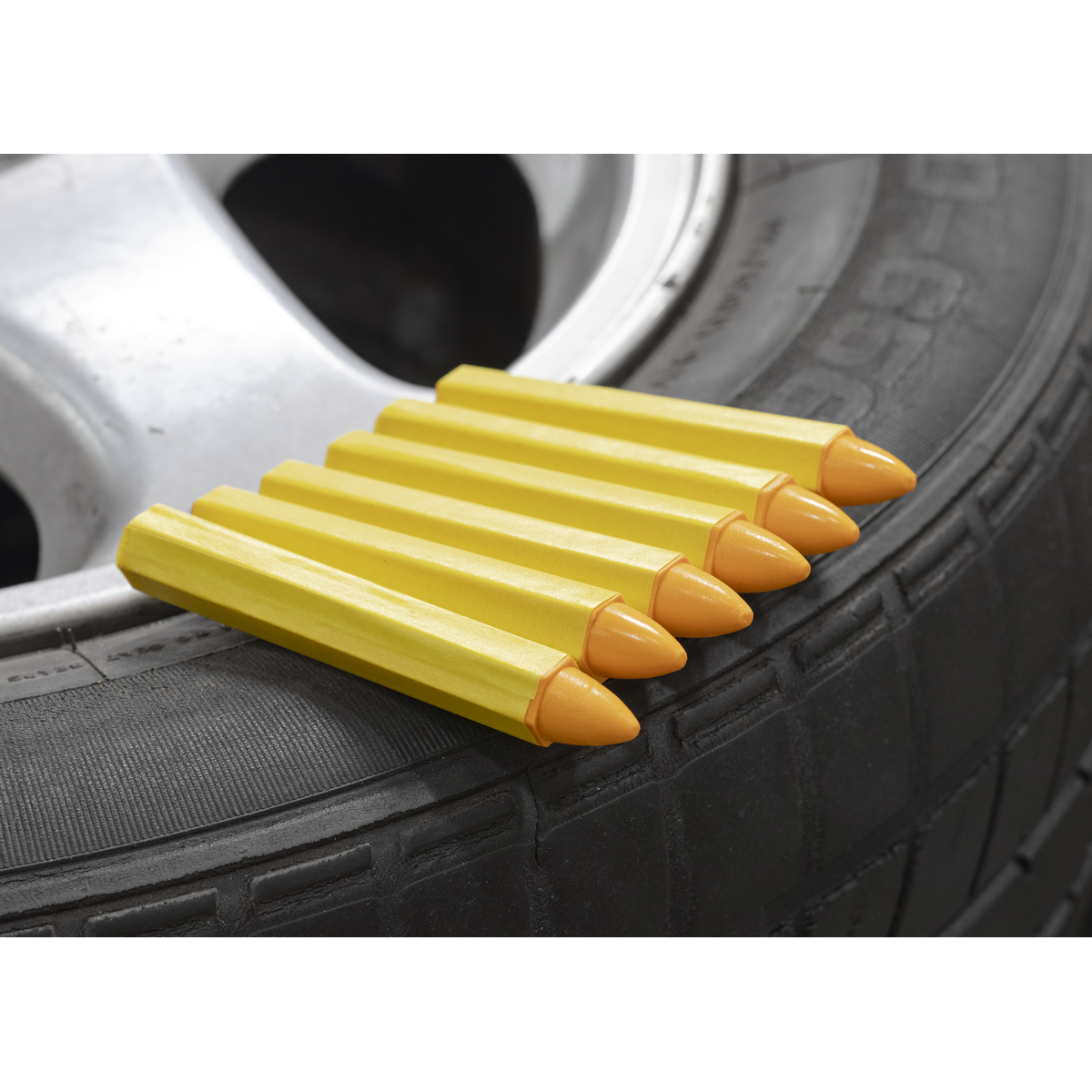 Sealey TST14 Tyre Marking Crayon, Yellow - Pack of 6