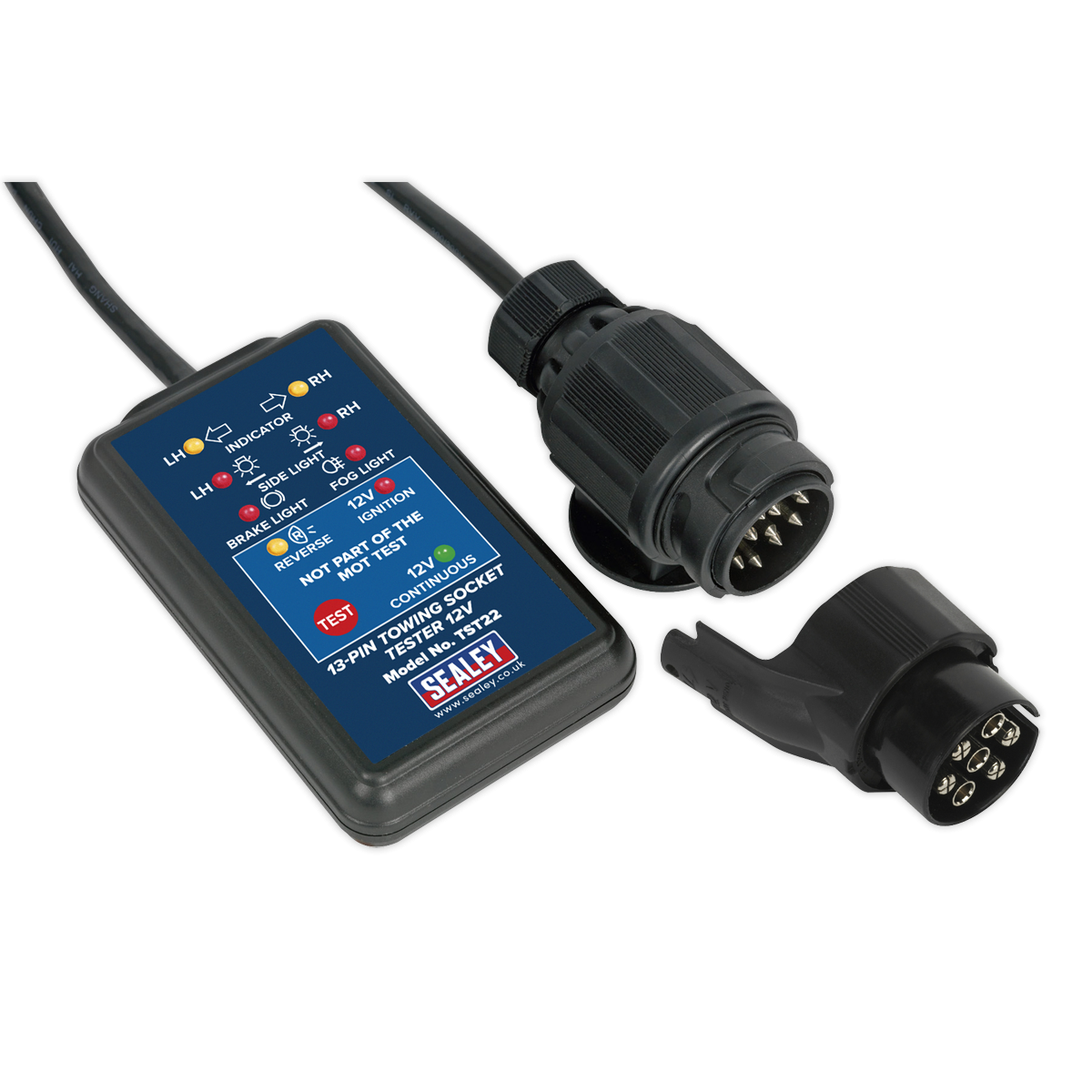Sealey TST22 Towing Socket Tester 13-Pin 12V - DVSA Approved