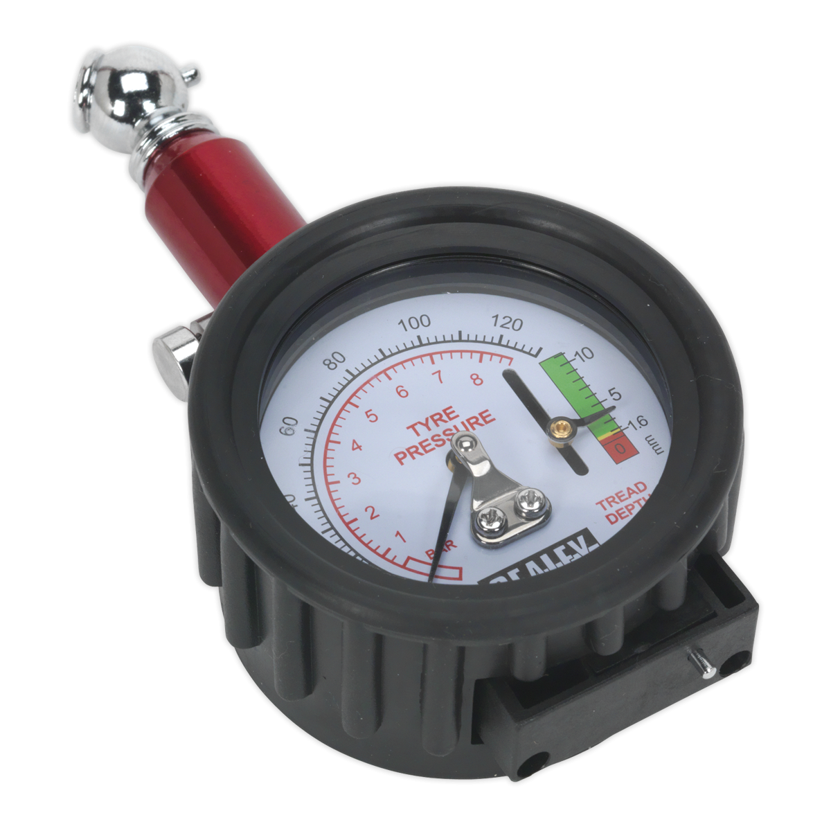 Sealey TSTPDG01 Tyre Pressure Gauge with Tyre Tread Depth Gauge 0-8bar(0-120psi)