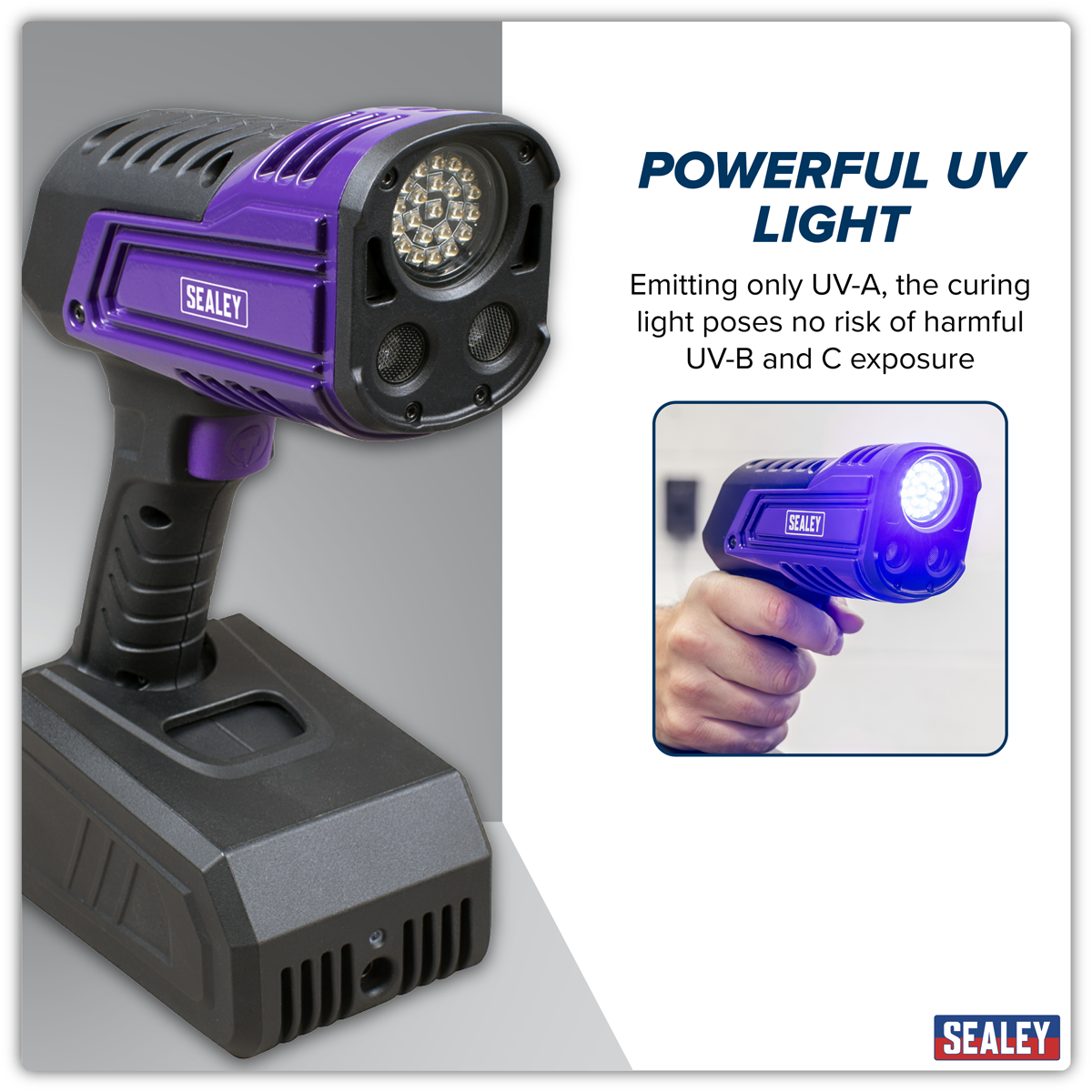 Sealey UVC01 Rechargeable Inspection UV Curing Light Kit 66W