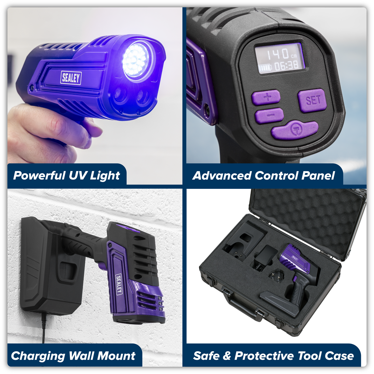 Sealey UVC01 Rechargeable Inspection UV Curing Light Kit 66W