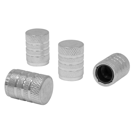 Sealey VCA4 Aluminium Valve Cap 4pc - Silver Anodised