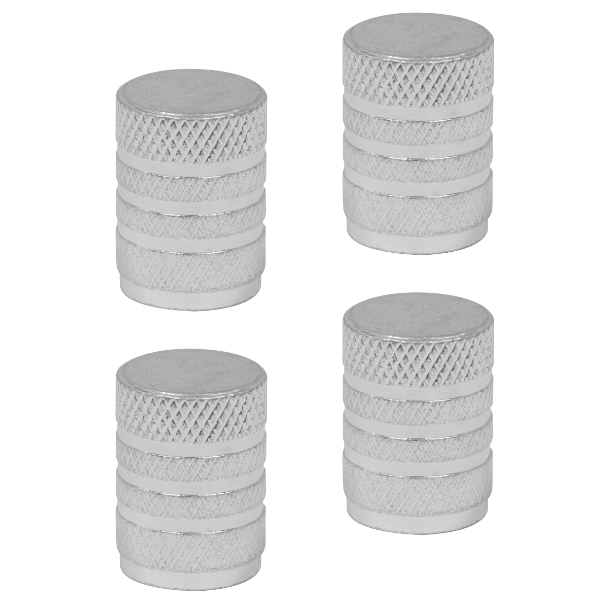 Sealey VCA4 Aluminium Valve Cap 4pc - Silver Anodised