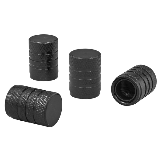 Sealey VCB4 Aluminium Valve Cap 4pc - Black Anodised