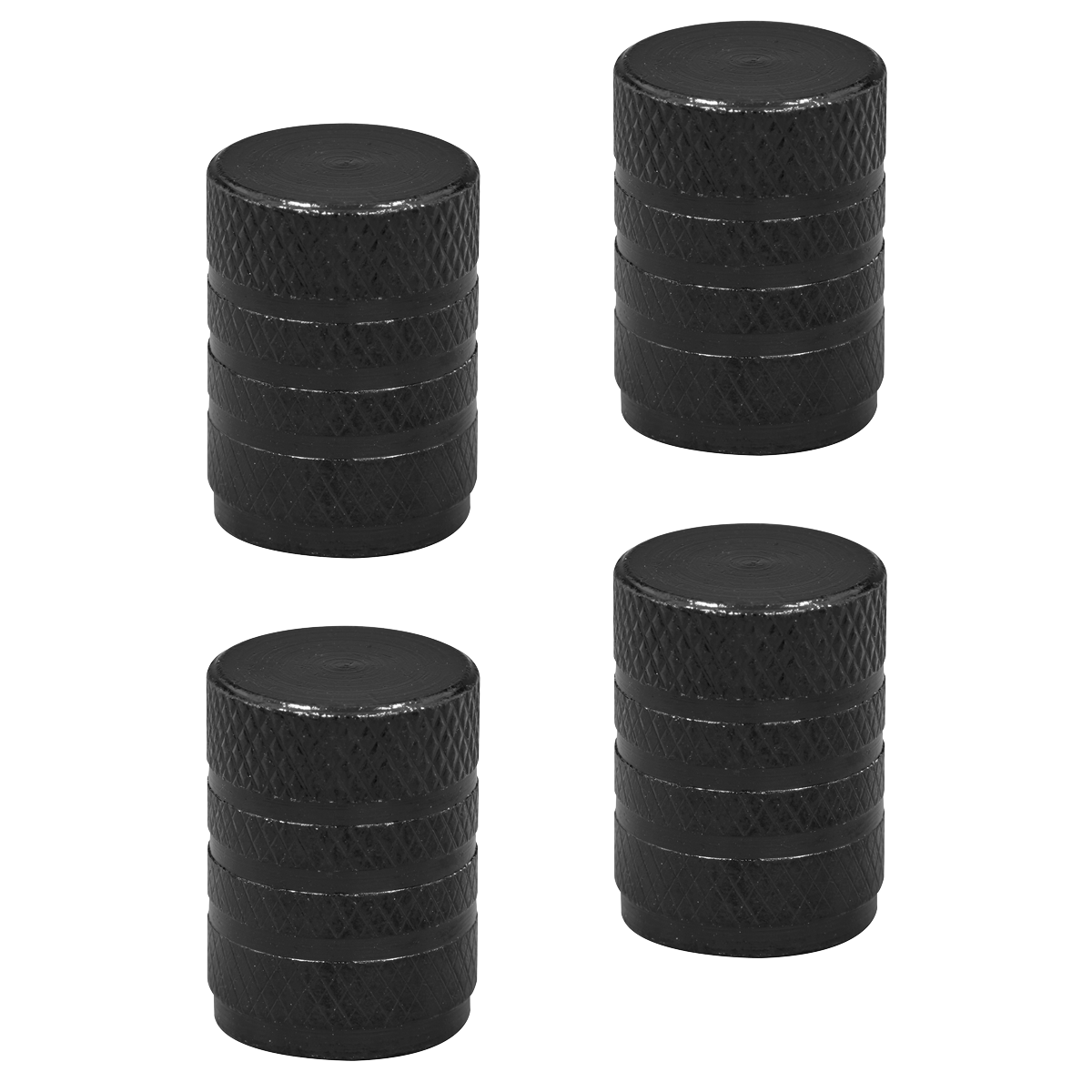 Sealey VCB4 Aluminium Valve Cap 4pc - Black Anodised