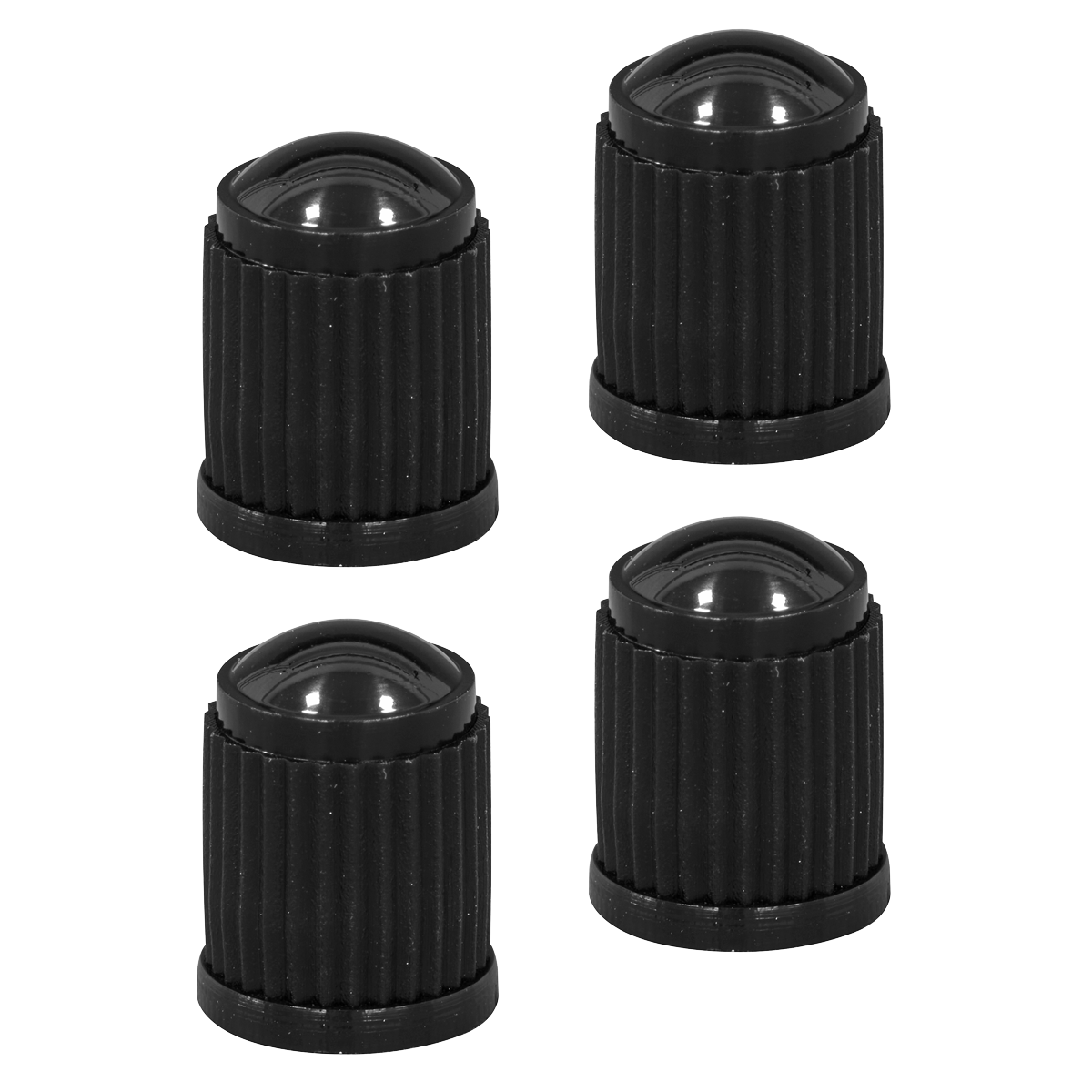 Sealey VCP4 Plastic Valve Caps 4pc - Black