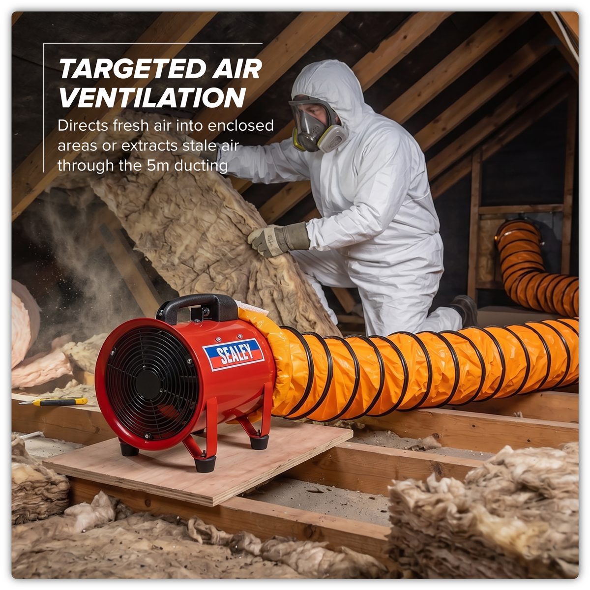 Sealey VEN200 Portable Ventilator with 5m Ducting 200mm