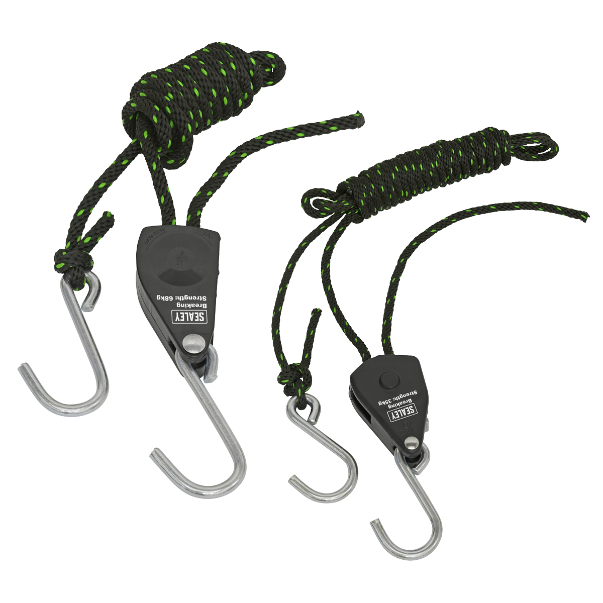 Sealey VS0114 Ratchet Parts Hanger/Tie Down with S-Shaped Hooks 2m - Pack of 2