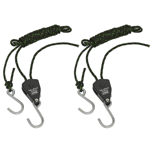 Sealey VS0118 Ratchet Parts Hanger/Tie Down with S-Shaped Hooks 2m - Pack of 2