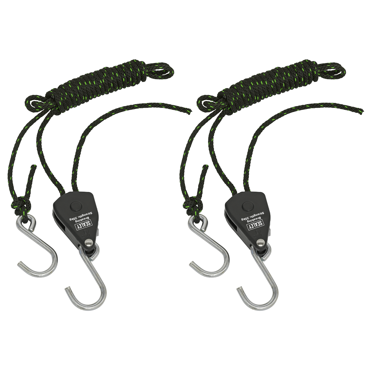 Sealey VS0118 Ratchet Parts Hanger/Tie Down with S-Shaped Hooks 2m - Pack of 2