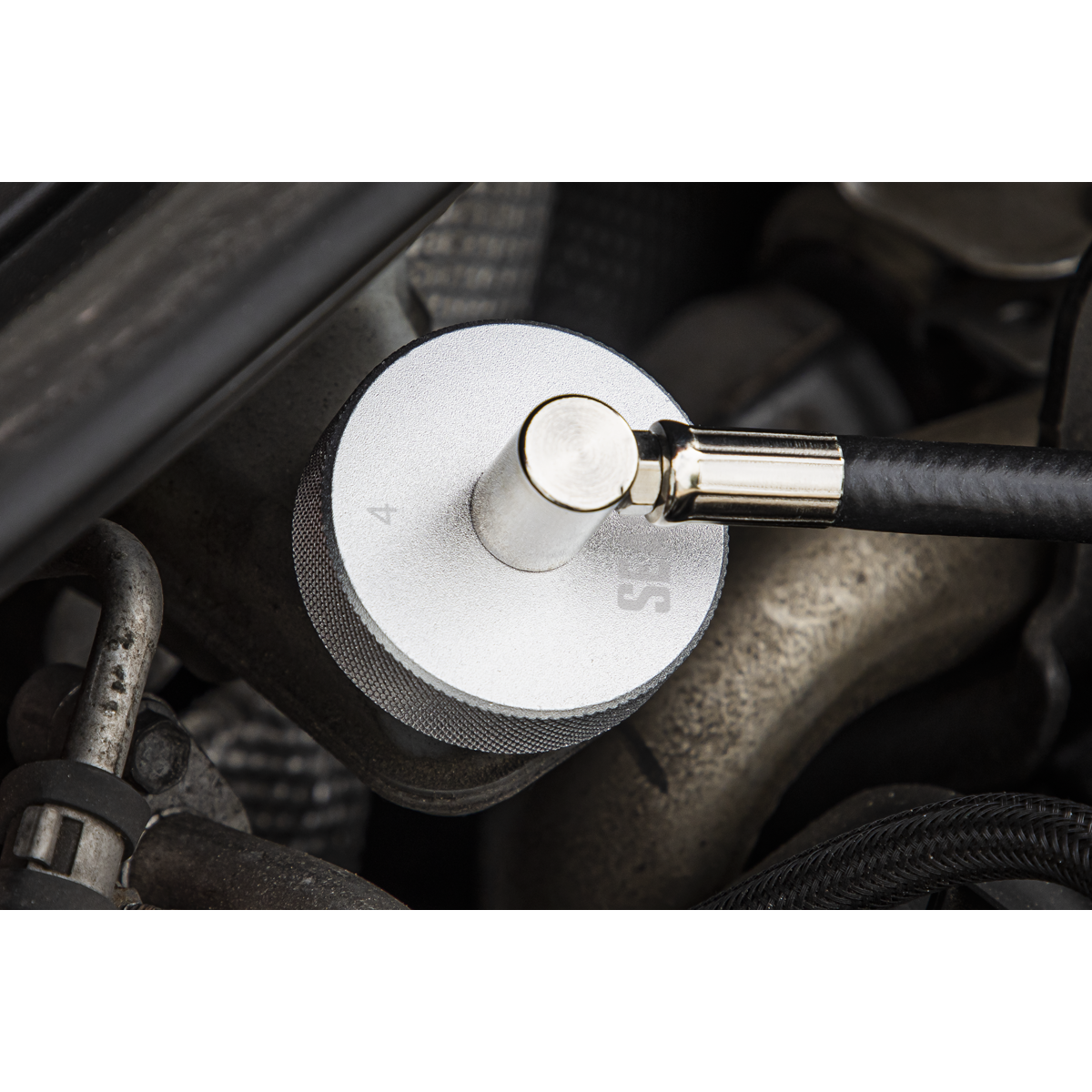 Sealey VS0204C4 Brake Pressure Bleeder Cap 45mm & Connector With Hose 90°