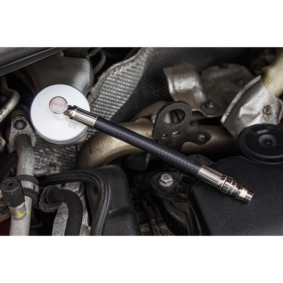 Sealey VS0204C4 Brake Pressure Bleeder Cap 45mm & Connector With Hose 90°