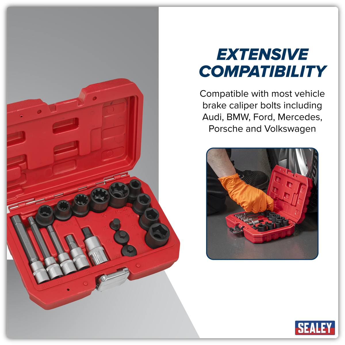 Sealey VS0465 Brake Caliper Socket Set 17pc