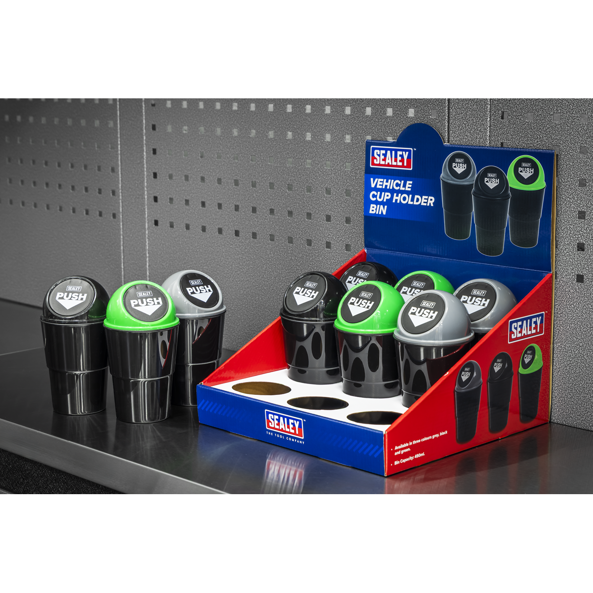 Sealey VS09 Vehicle Cup Holder Bin – Display Box of 9