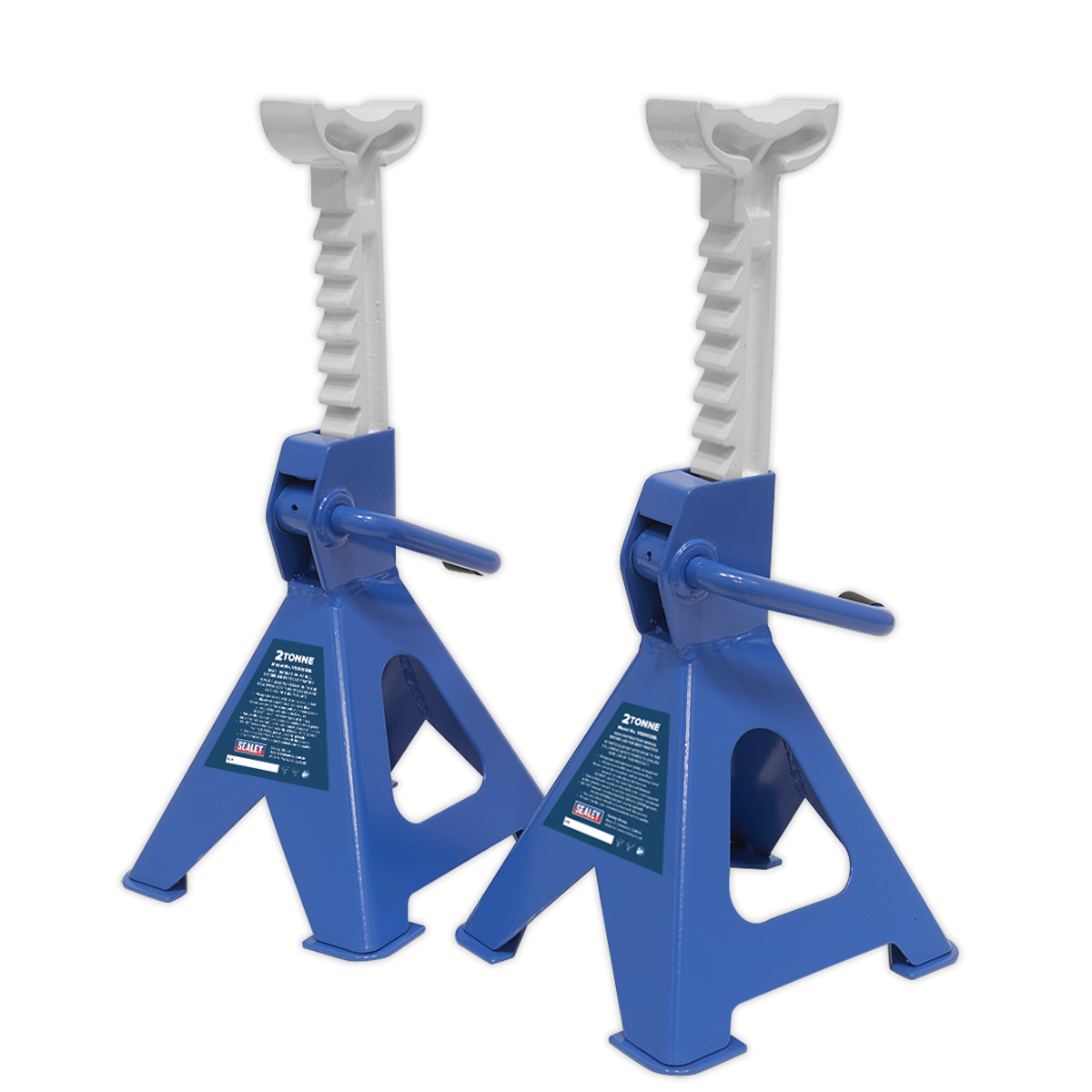 Sealey VS2002BL Ratchet Type Axle Stands (Pair) 2 Tonne Capacity per Stand - Blue