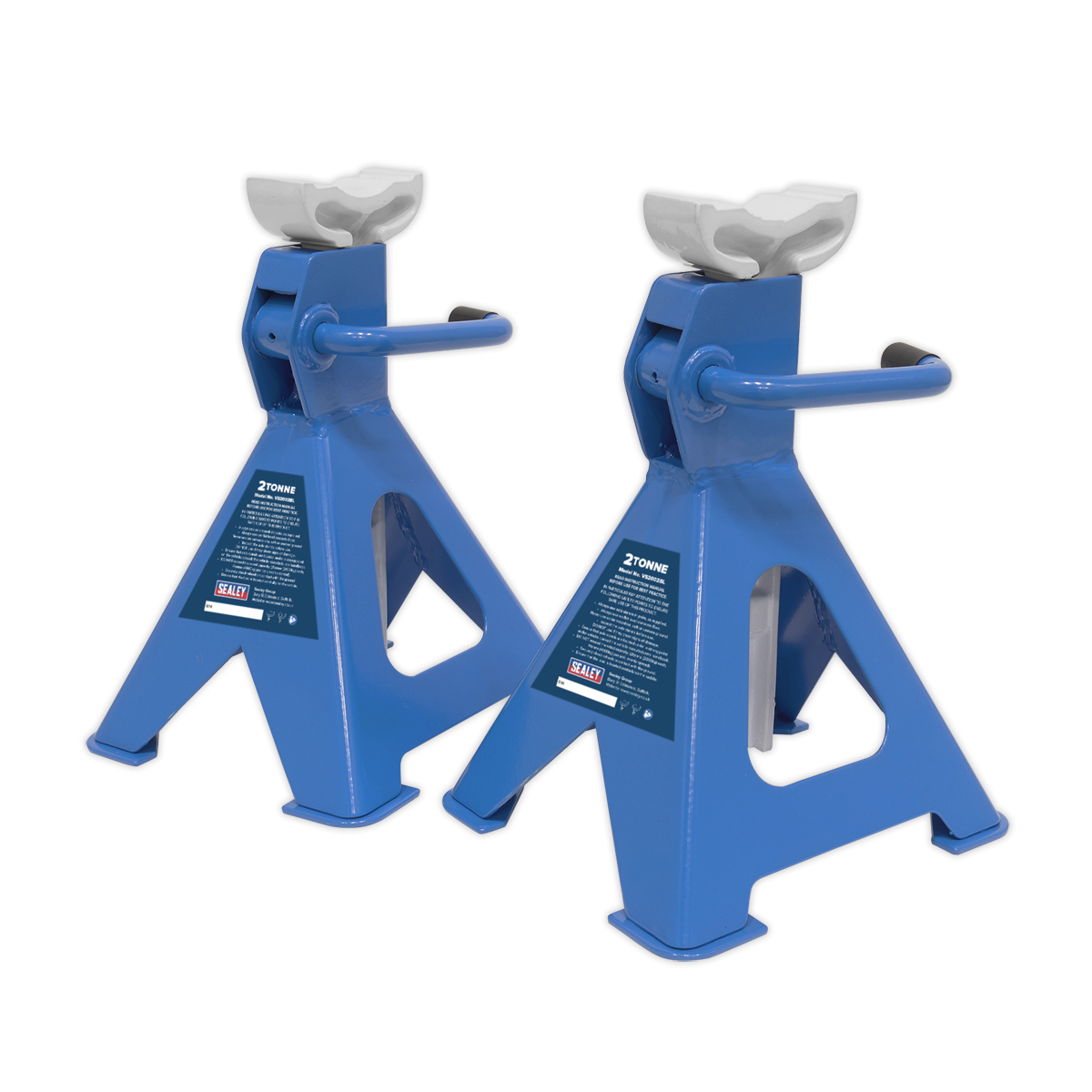Sealey VS2002BL Ratchet Type Axle Stands (Pair) 2 Tonne Capacity per Stand - Blue