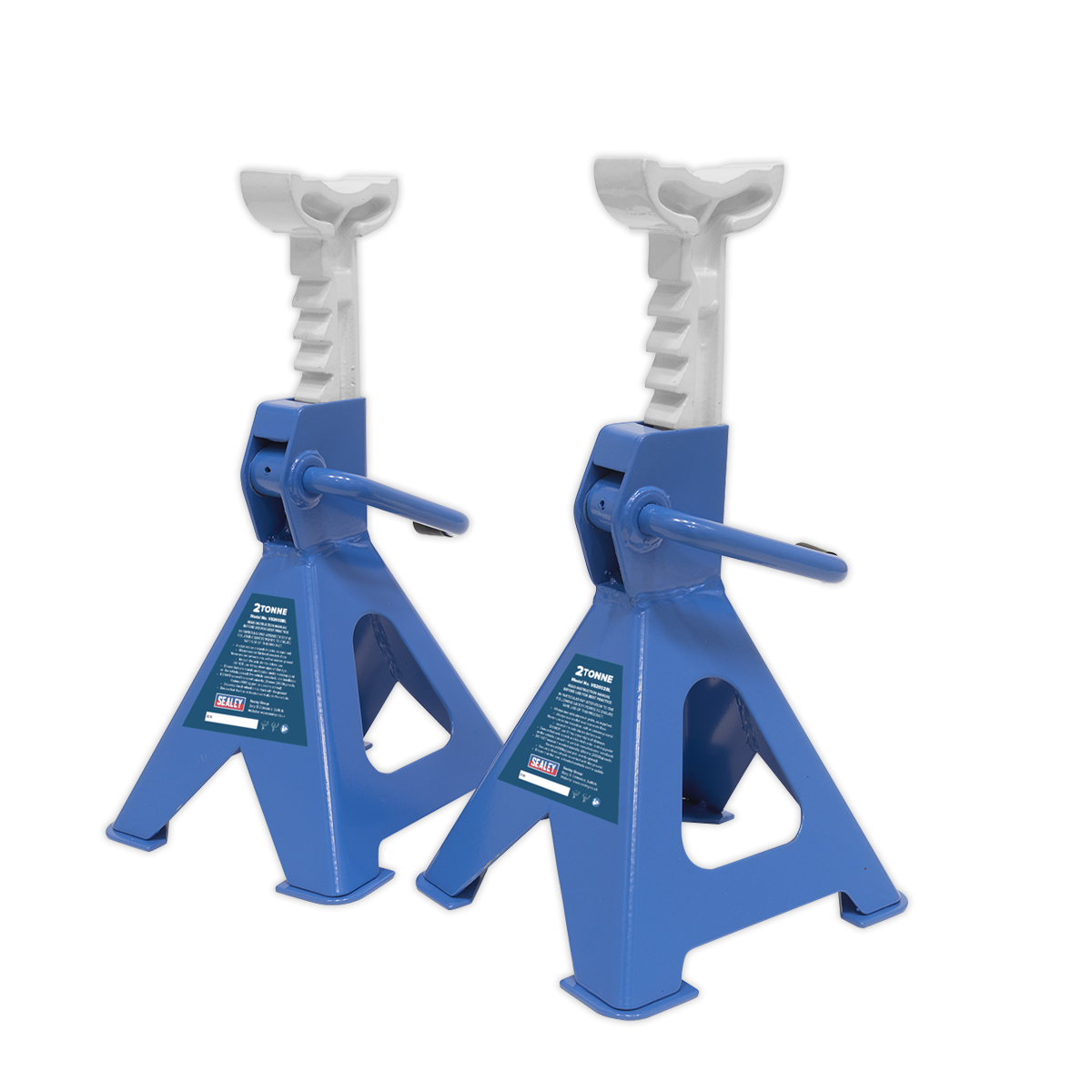 Sealey VS2002BL Ratchet Type Axle Stands (Pair) 2 Tonne Capacity per Stand - Blue