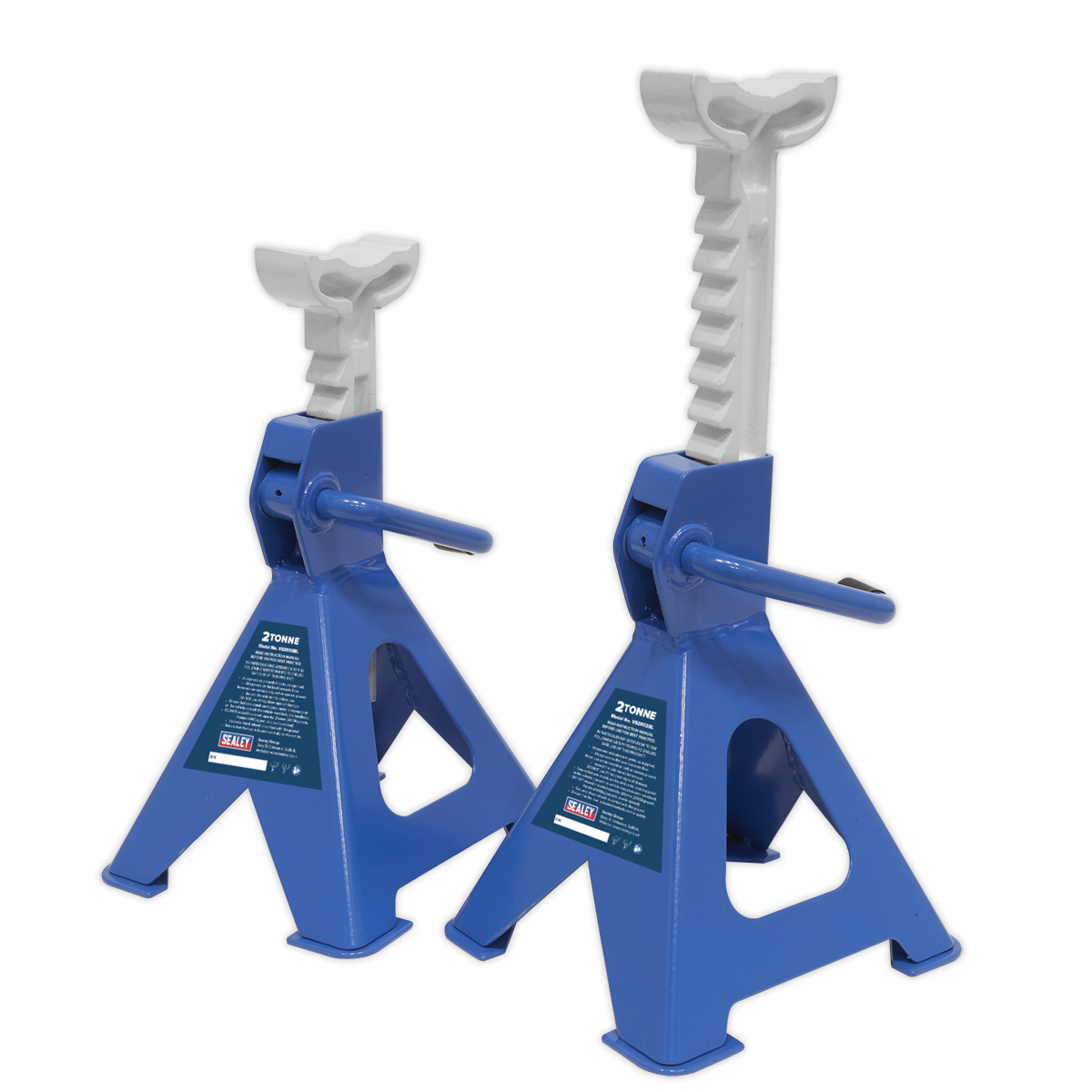 Sealey VS2002BL Ratchet Type Axle Stands (Pair) 2 Tonne Capacity per Stand - Blue