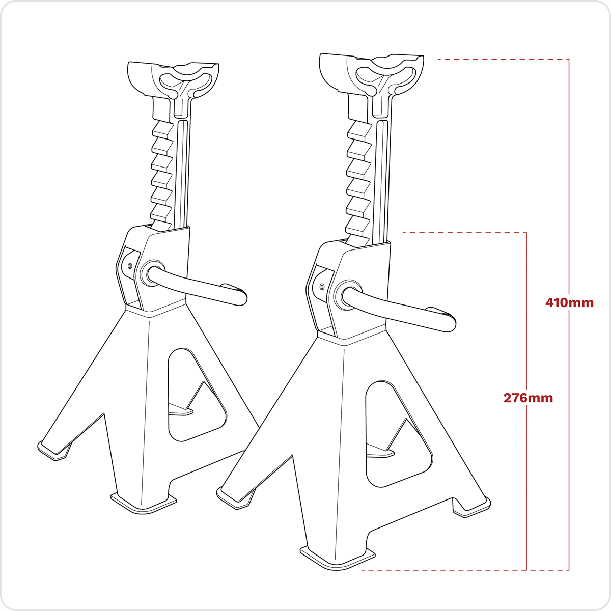 Sealey VS2002HV Ratchet Type Axle Stands (Pair) 2 Tonne Capacity per Stand - Hi-Vis Green
