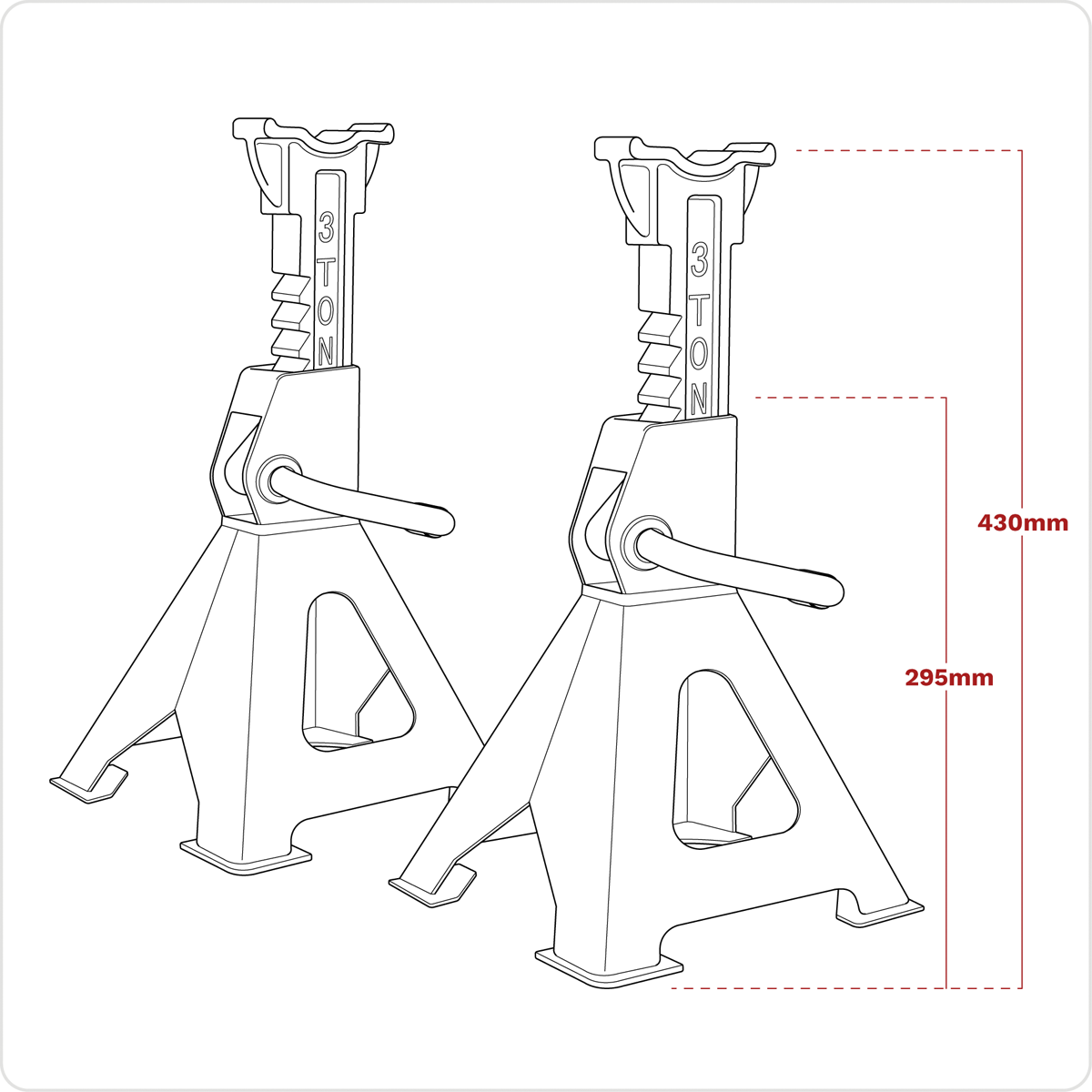 Sealey VS2003HV Ratchet Type Axle Stands (Pair) 3 Tonne Capacity per Stand - Hi-Vis Green