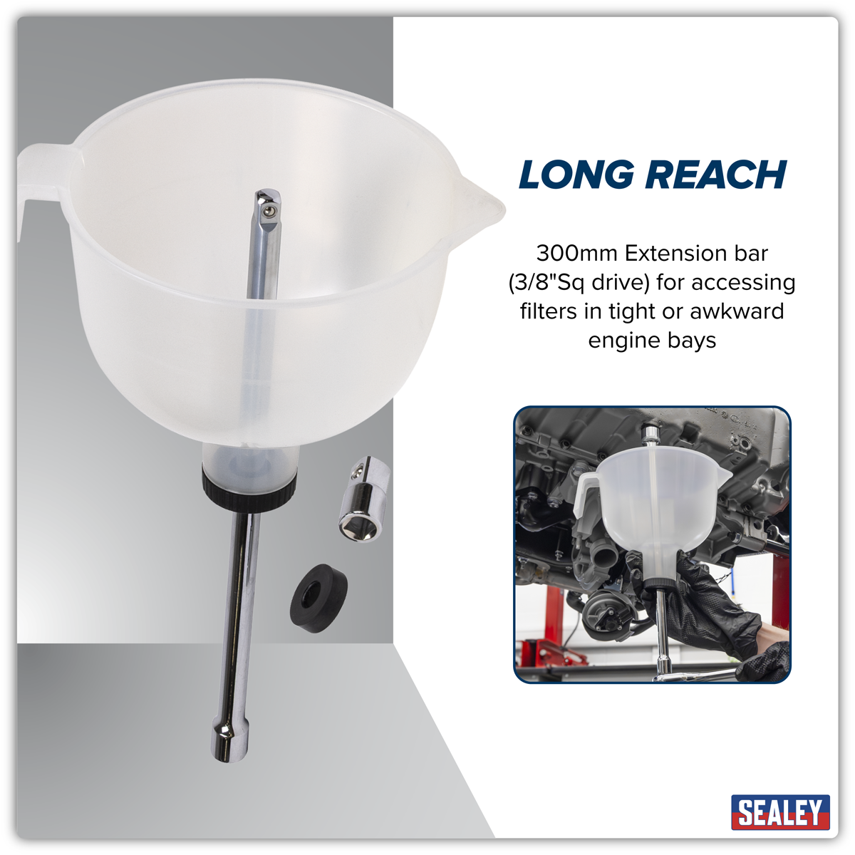 Sealey VS409 Oil Capture Extension Funnel Set