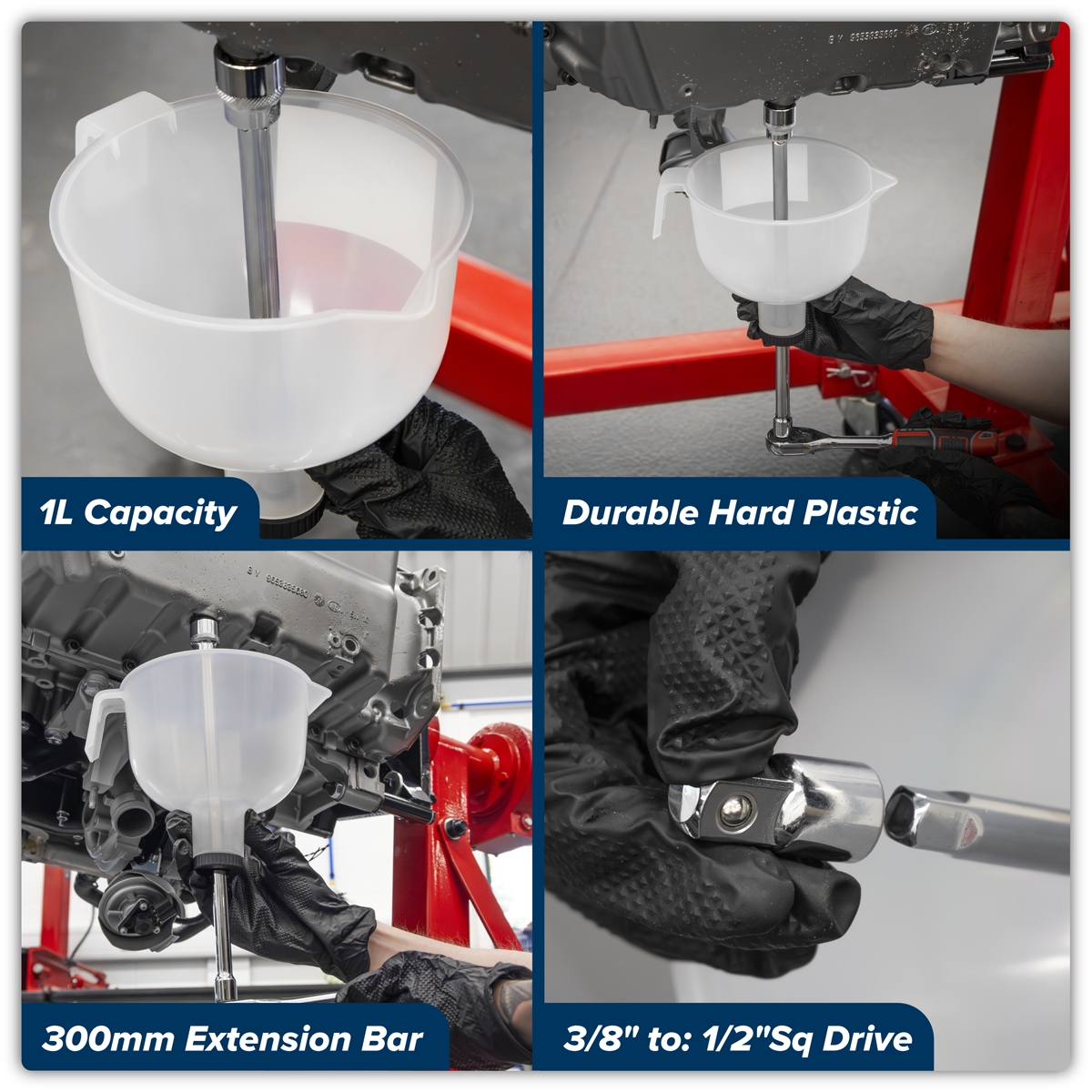 Sealey VS409 Oil Capture Extension Funnel Set