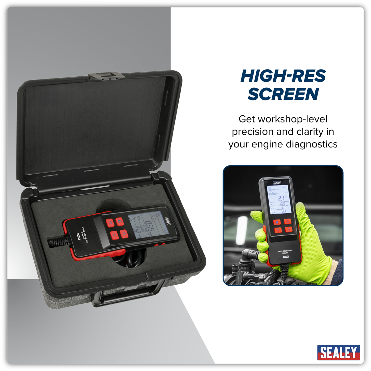 Sealey VS566 Digital Fuel Injection Pressure Test Kit for GDI Fuel Circuits 6pc