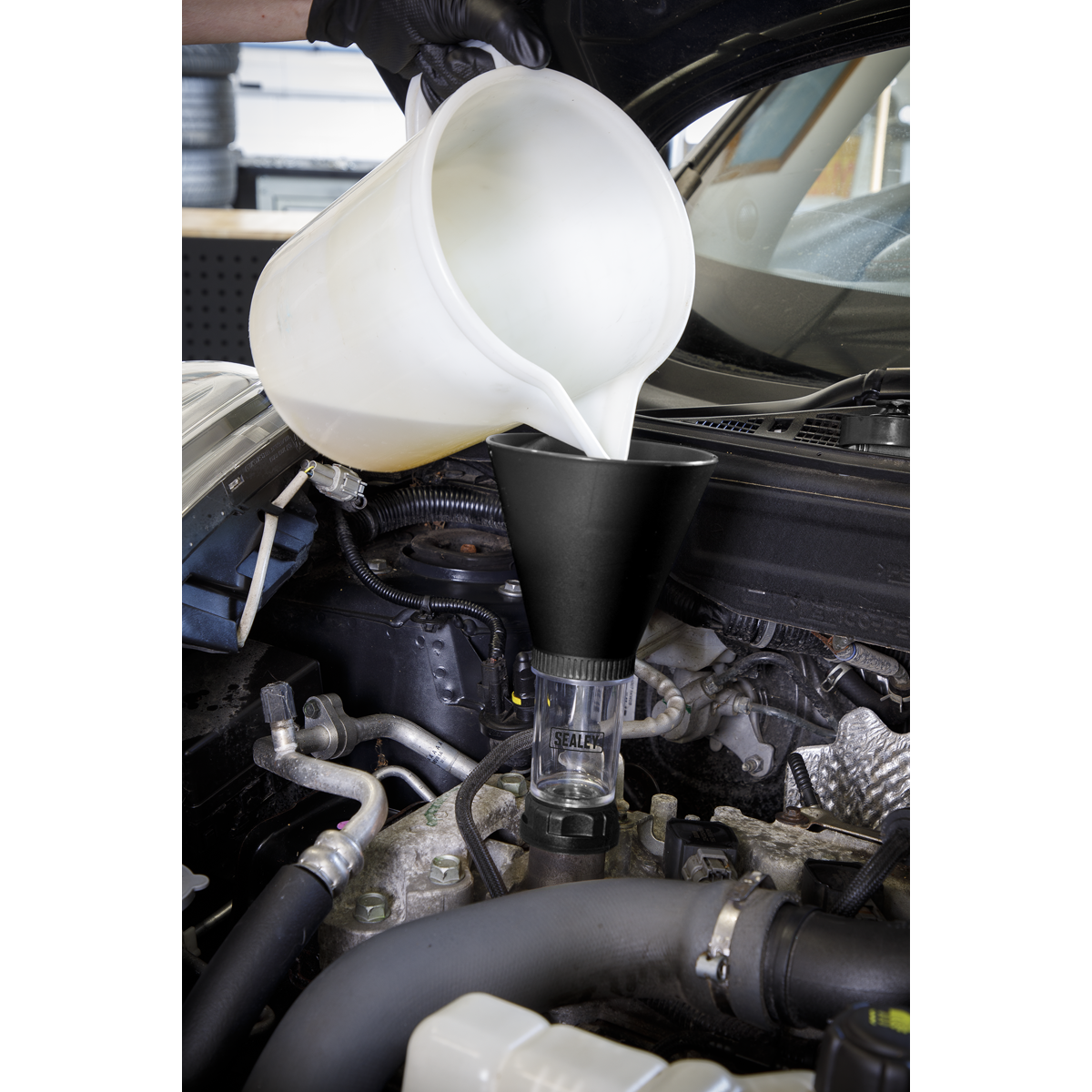 Sealey VS7102 Engine Oil Funnel Set for Renault/Nissan 4pc