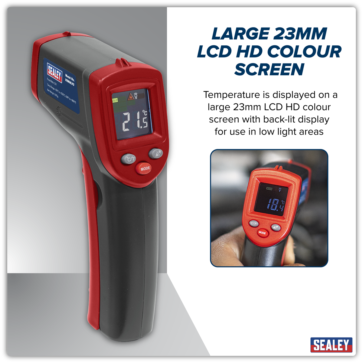 Sealey VS904 Infrared Laser Digital Thermometer 12:1