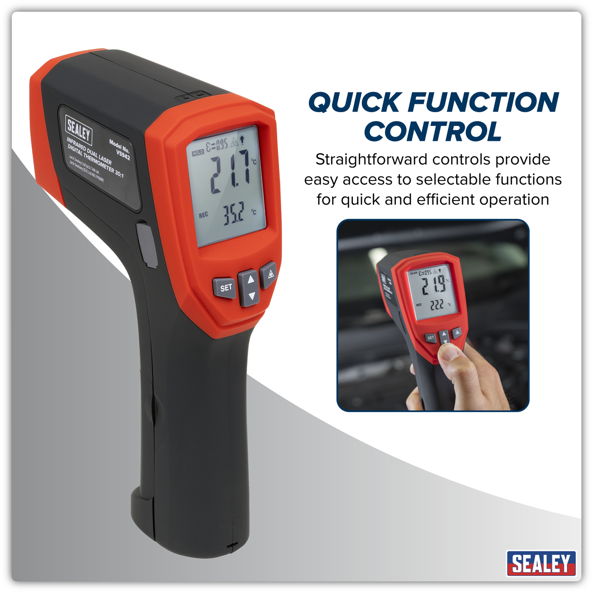 Sealey VS942 Infrared Dual Laser Digital Thermometer 30:1