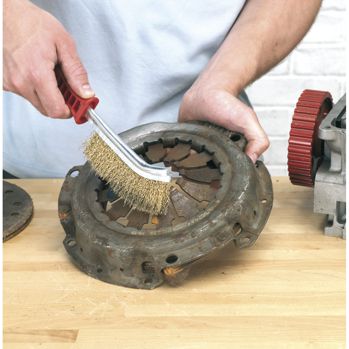 Sealey WB05DB24 Brassed Steel Wire Brush with Plastic Handle - Display Box of 24