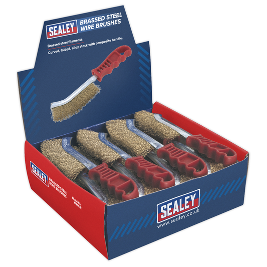Sealey WB05DB24 Brassed Steel Wire Brush with Plastic Handle - Display Box of 24