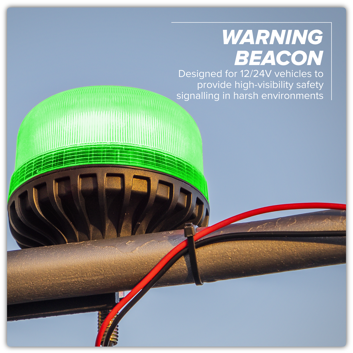 Sealey WB951LEDG Warning Beacon with 12mm Bolt Fixing 36W SMD LED 12/24V - Green