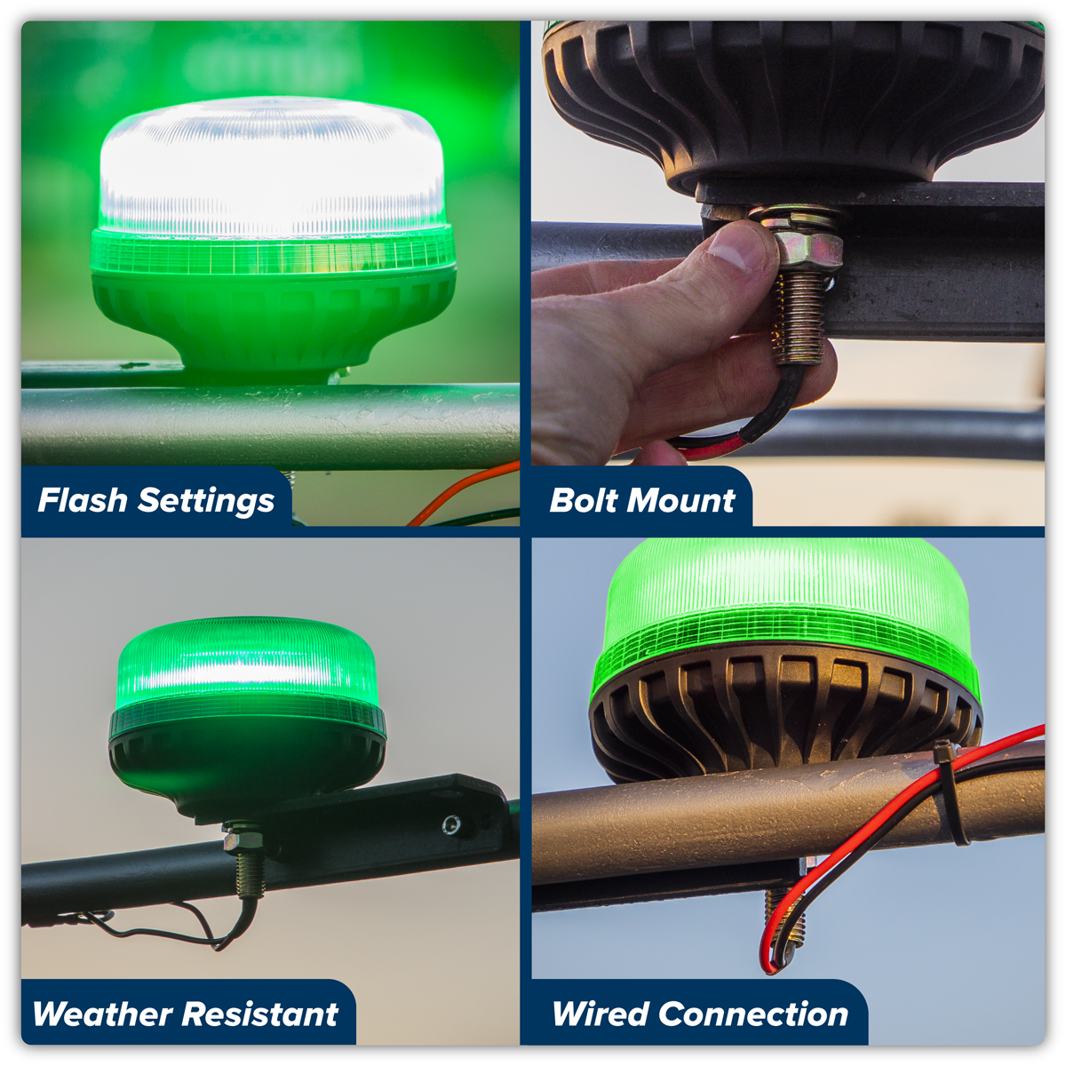 Sealey WB951LEDG Warning Beacon with 12mm Bolt Fixing 36W SMD LED 12/24V - Green