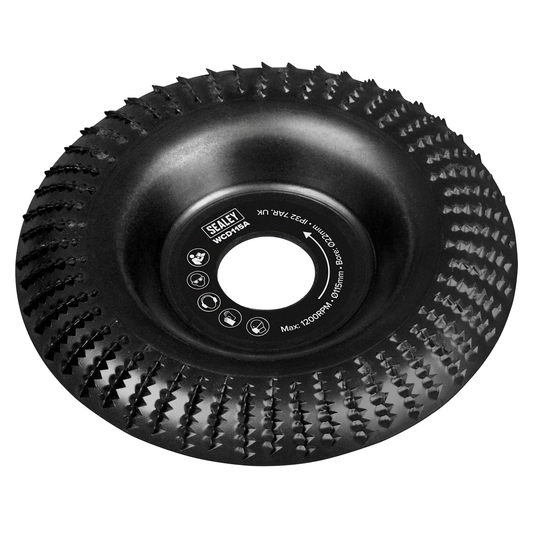 Sealey WCD115A 115mm Arc Shape Wood Carving Disc 22mm Bore