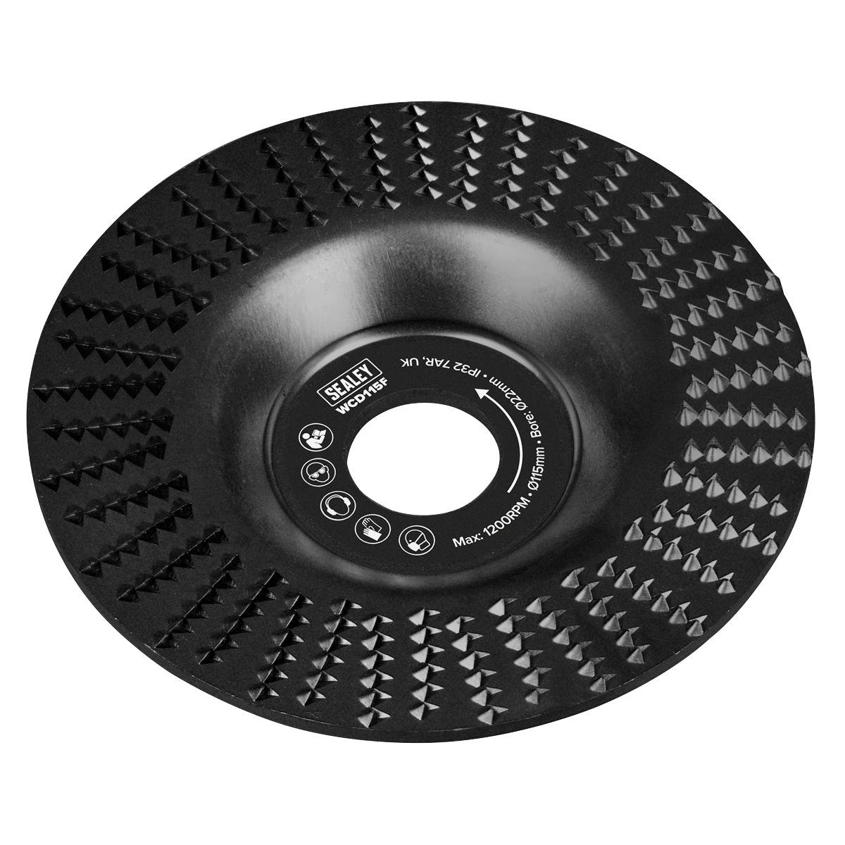 Sealey WCD115F 115mm Flat Shape Wood Carving Disc 22mm Bore