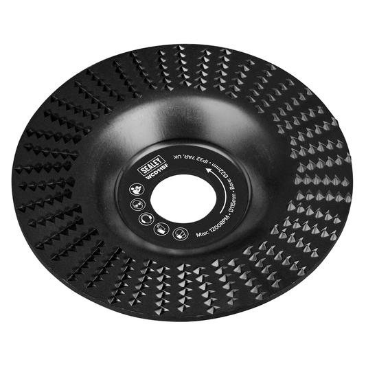 Sealey WCD115F 115mm Flat Shape Wood Carving Disc 22mm Bore