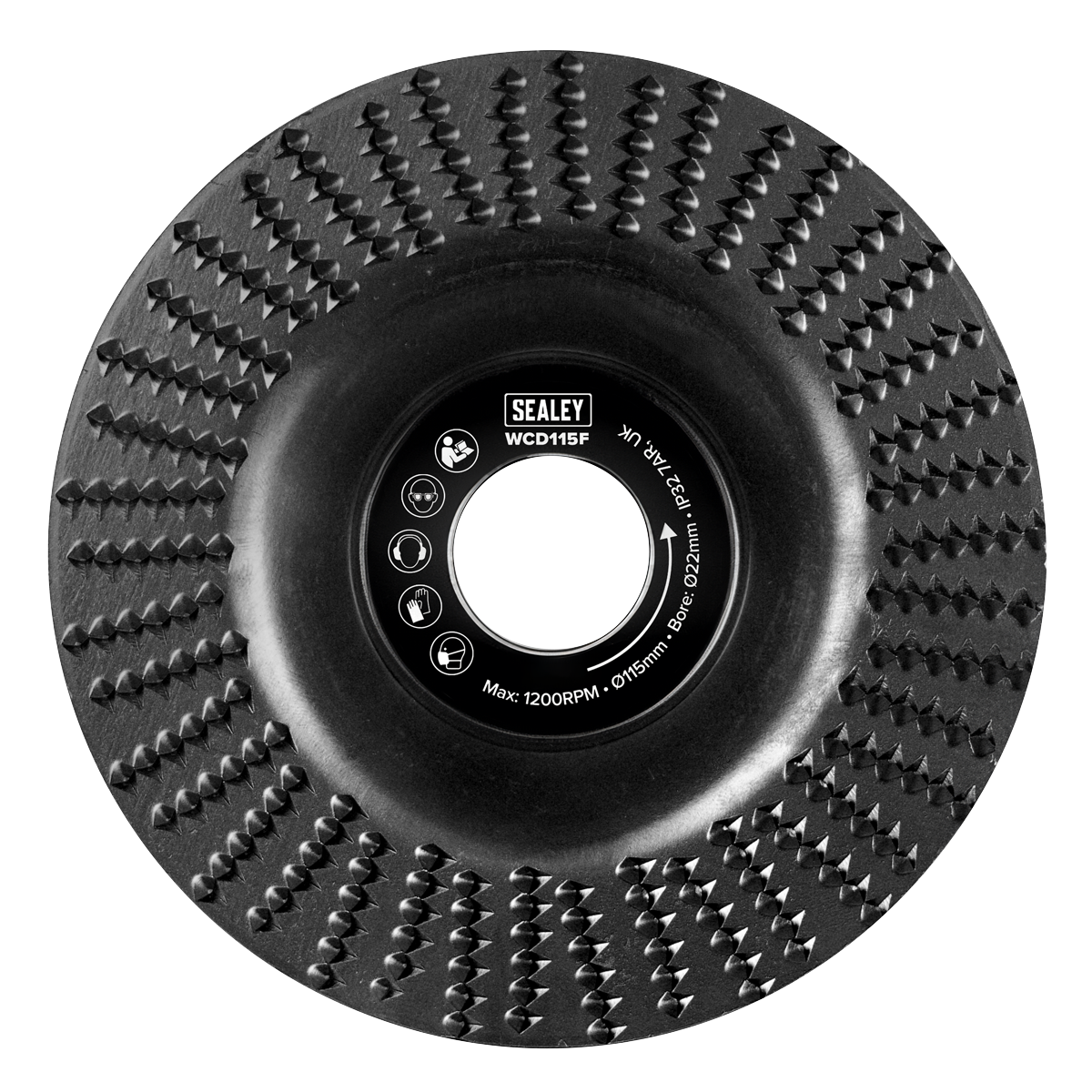 Sealey WCD115F 115mm Flat Shape Wood Carving Disc 22mm Bore