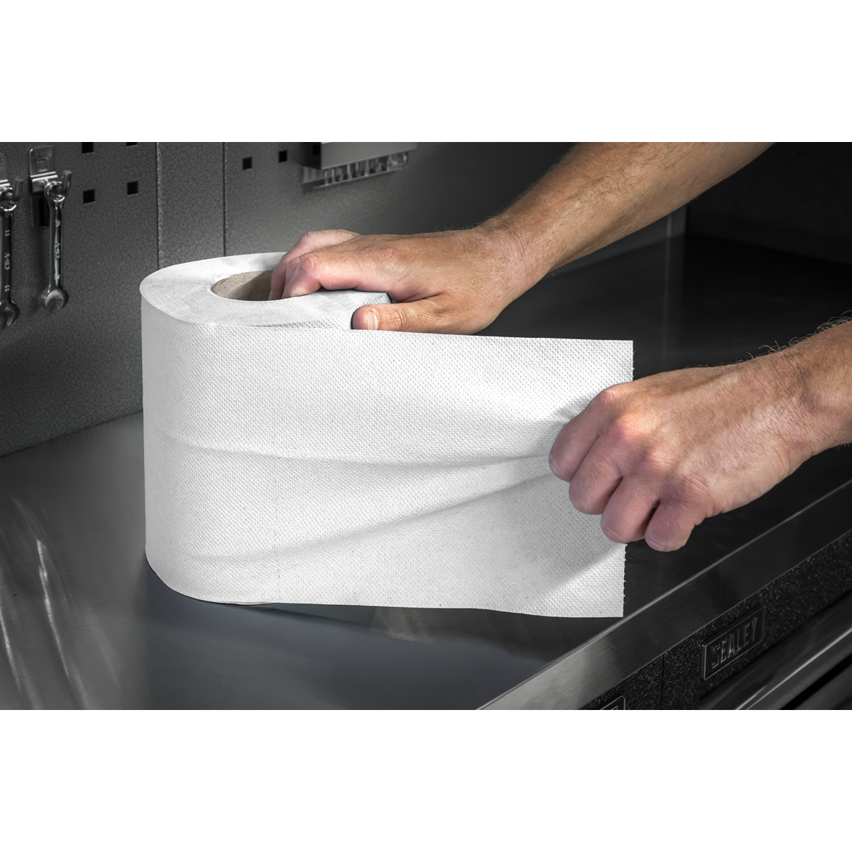 Sealey WHT60 2-Ply Embossed White Paper Roll 60m - Pack of 6