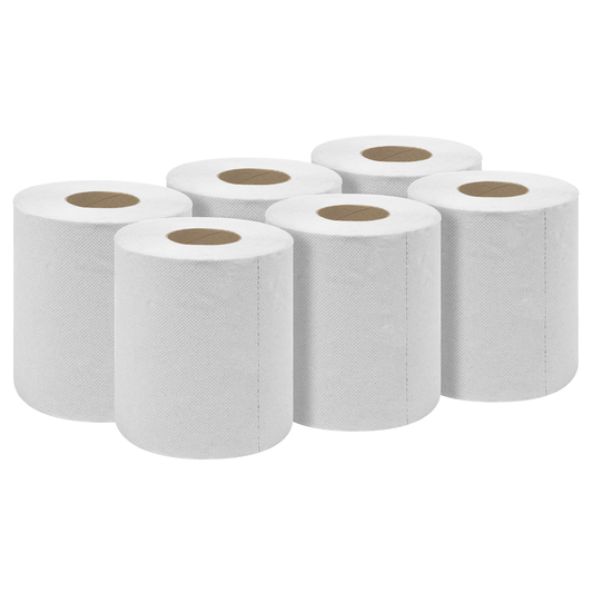 Sealey WHT60 2-Ply Embossed White Paper Roll 60m - Pack of 6