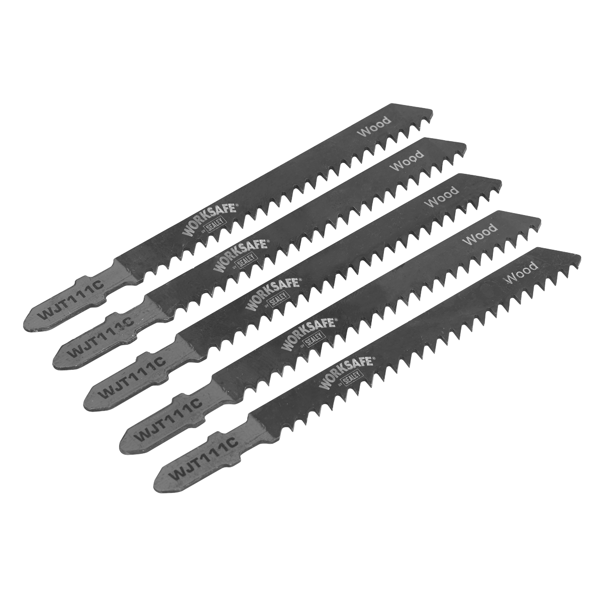 Sealey WJT111C Jigsaw Blade for Soft Wood & Plastics 75mm 8tpi - Pack of 5