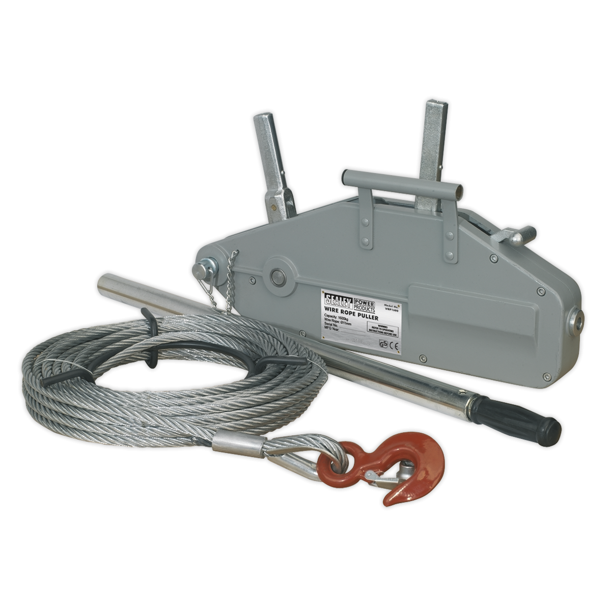 Sealey WRP1600 Wire Rope Puller 1600kg Max Line Force