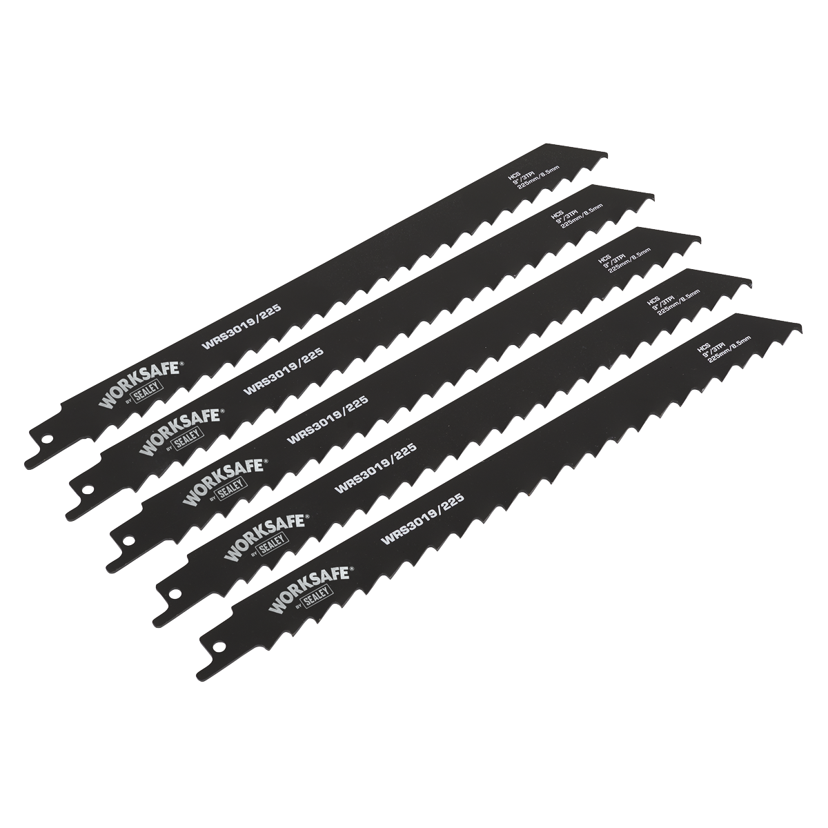 Sealey WRS3019/225 Reciprocating Saw Blade for Wood 225mm 3tpi - Pack of 5